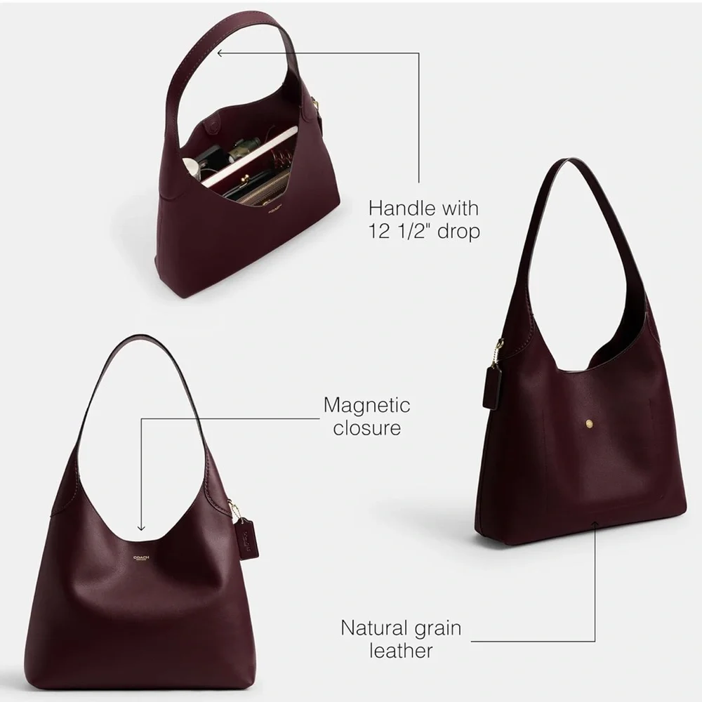 Coach Brooklyn Shoulder Bag 34 in Merlot Burgundy - New